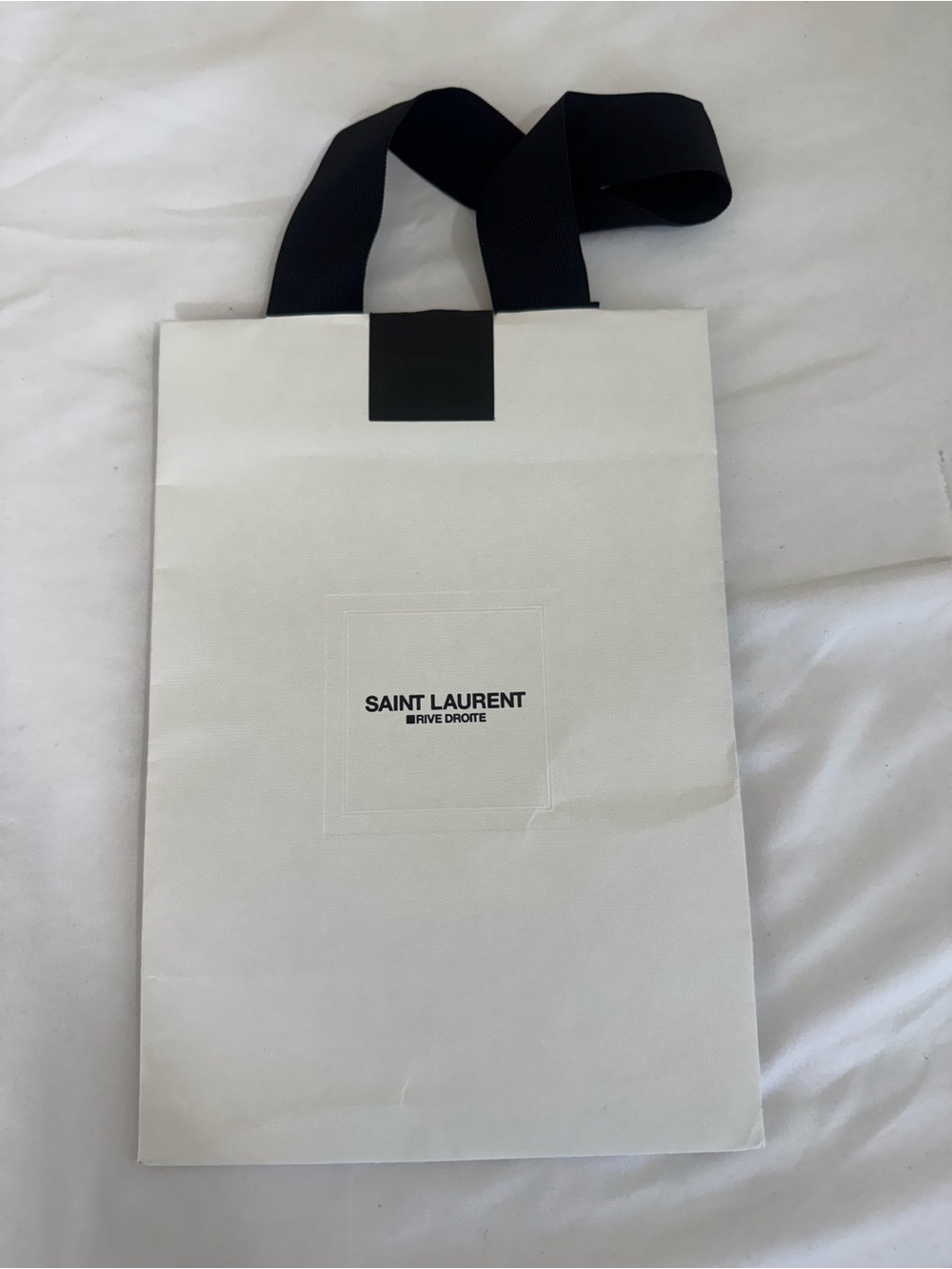 Saint Laurent White Gift Bag with Black Ribbon Handles